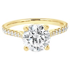 Verlobungsring aus 14 Karat Gelbgold mit rundem Diamanten im Brillantschliff