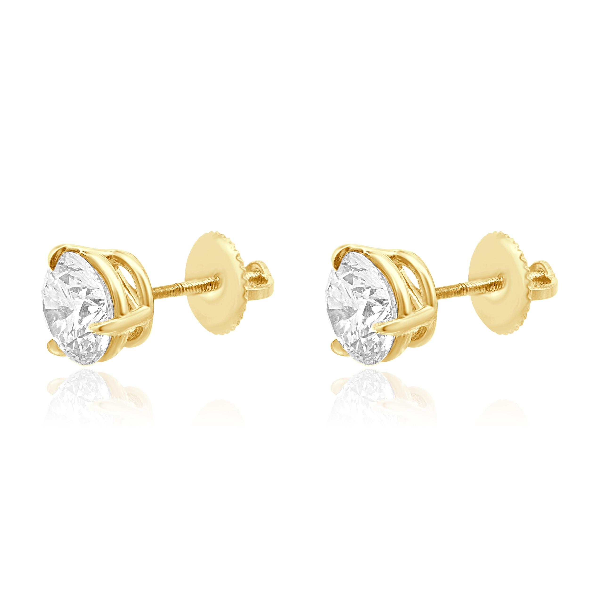 Matériau : Or blanc 14K
Diamants : 2 diamants ronds de taille brillant= 2.55cttw
Couleur : I
Clarté : SI3-I1
Dimensions : les boucles d'oreilles mesurent environ 6.8 mm de diamètre.
Fixations : dos vissés
Poids : 1.89 grammes