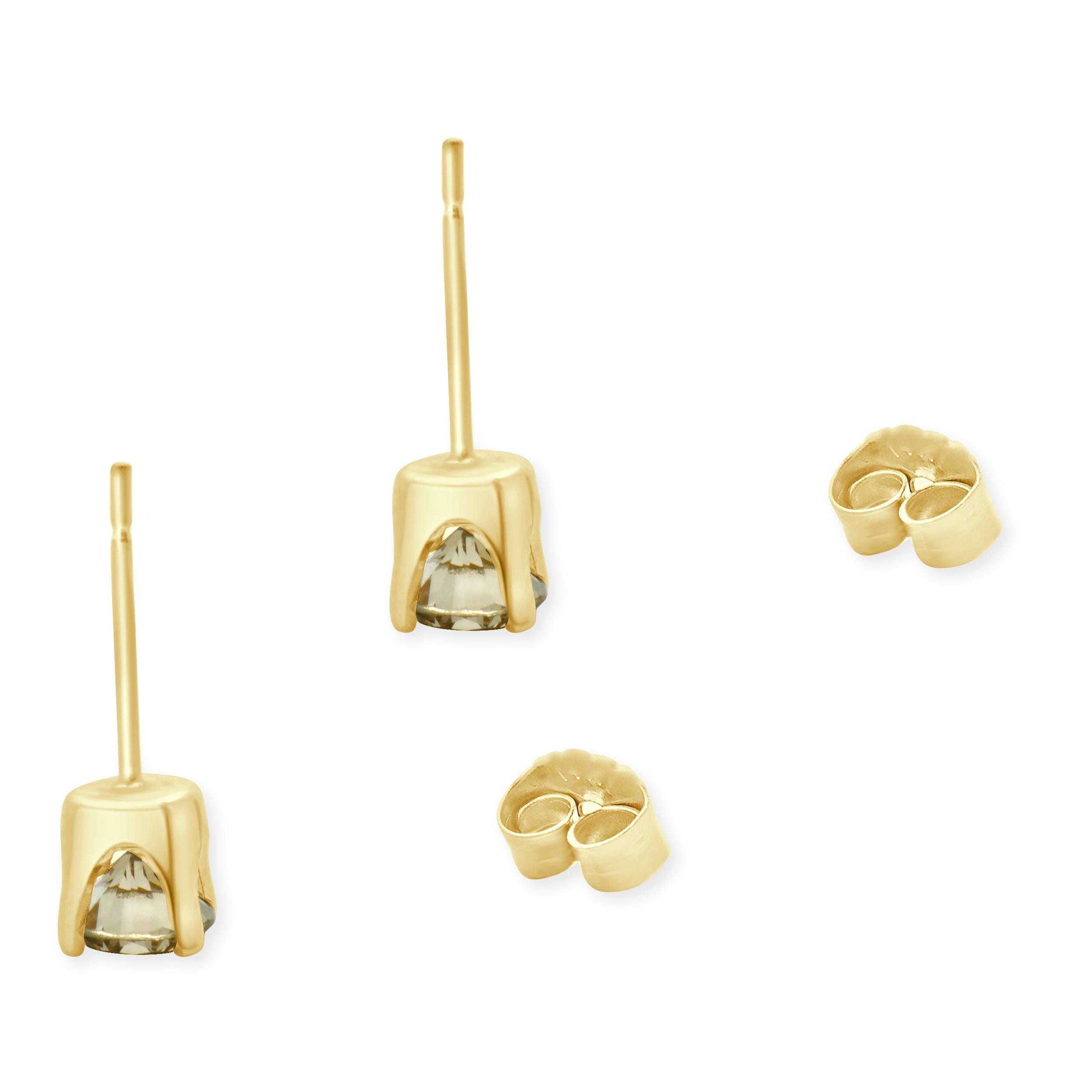 Clous d'oreilles en or jaune 14 carats avec diamants taille brillant rond Excellent état - En vente à Scottsdale, AZ