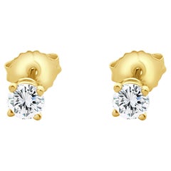 14 Karat Gelbgold Ohrstecker mit rundem Diamanten im Brillantschliff