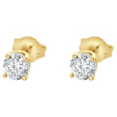 14 Karat Gelbgold Ohrstecker mit rundem Diamanten im Brillantschliff