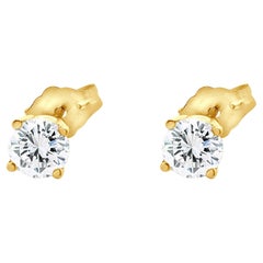 14 Karat Gelbgold Ohrstecker mit rundem Diamanten im Brillantschliff