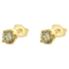 Pendientes de oro amarillo de 14 quilates con diamantes redondos talla brillante