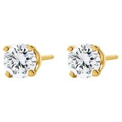 14 Karat Gelbgold Ohrstecker mit rundem Diamanten im Brillantschliff