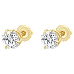 14 Karat Gelbgold Ohrstecker mit rundem Diamanten im Brillantschliff