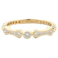 14 Karat Yellow Gold Round Brilliant Cut Diamond Wedding Set