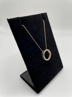 14 Karat Yellow Gold Round Brilliant Diamond Necklace