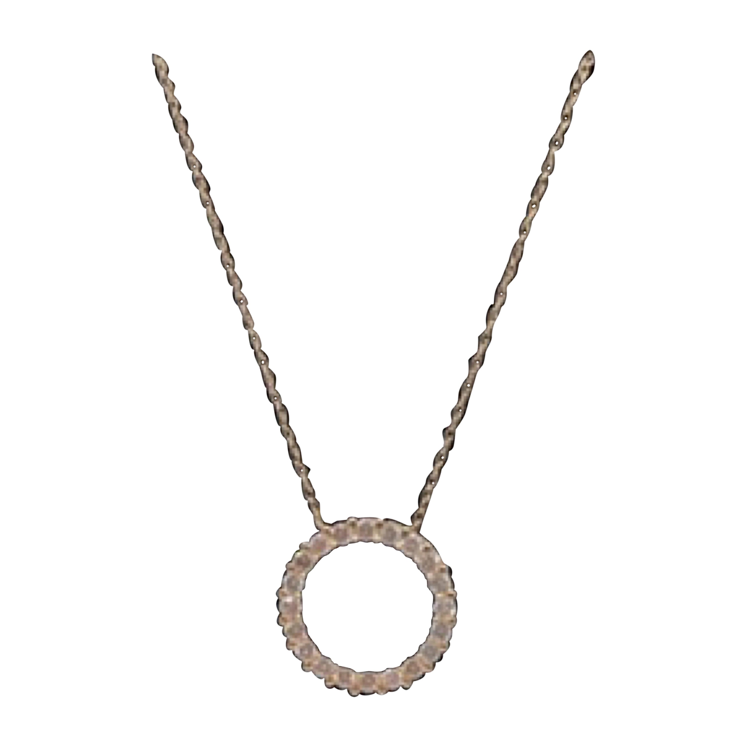 Collar de Diamantes Brillantes Redondos de Oro Amarillo de 14 Kilates