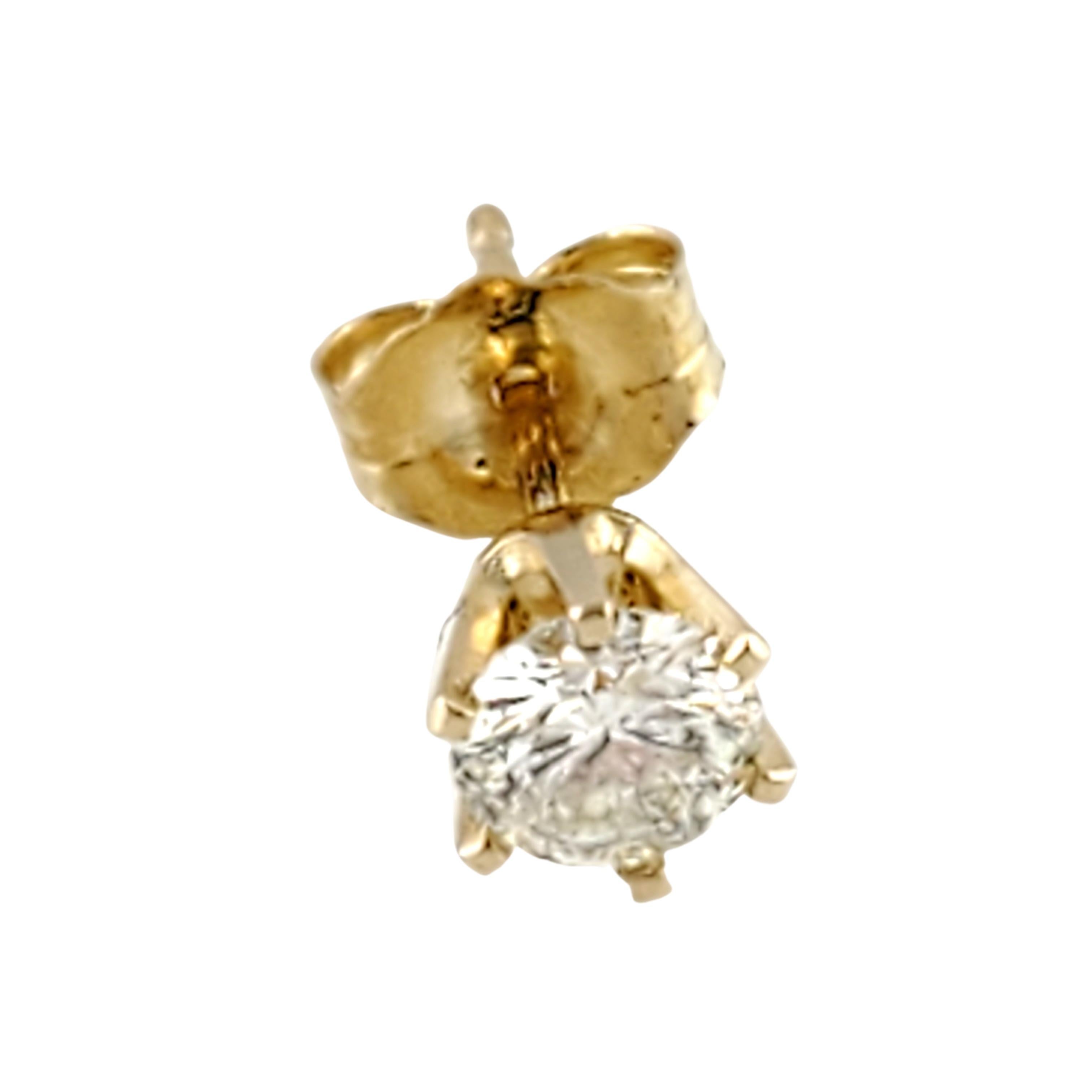 14 Karat Yellow Gold Round Brilliant Diamond Stud Earrings .60 Carat 2