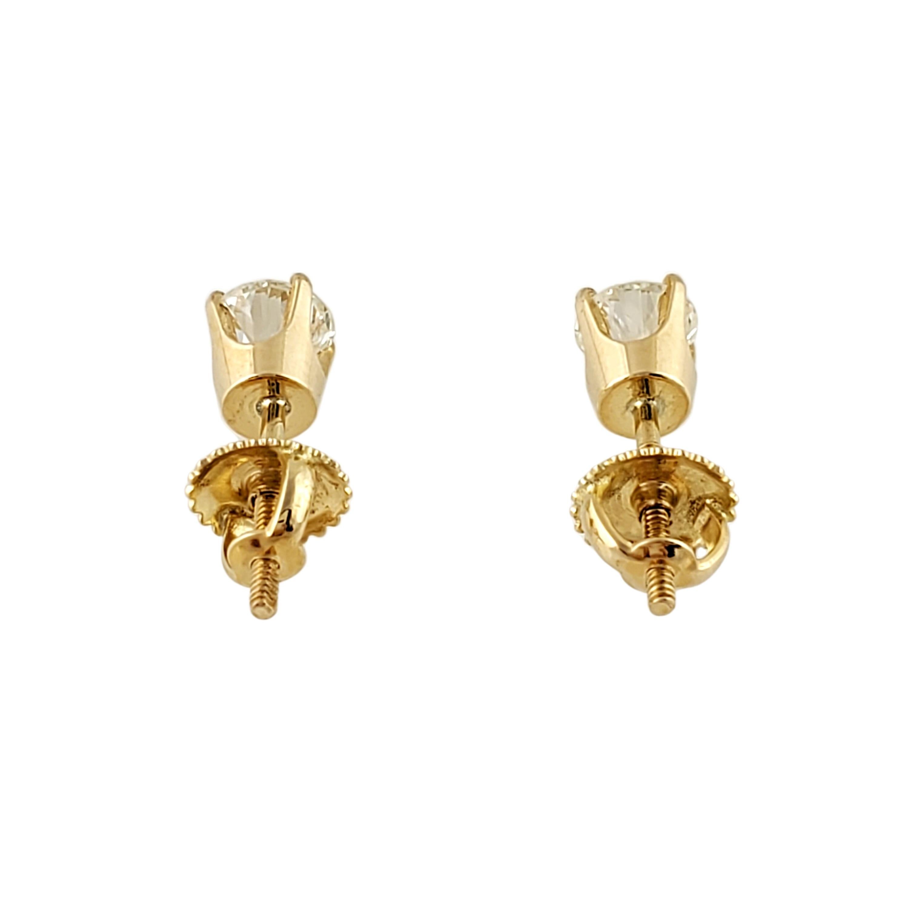 14 Karat Yellow Gold Round Brilliant Diamond Stud Earrings .78 Carat 1