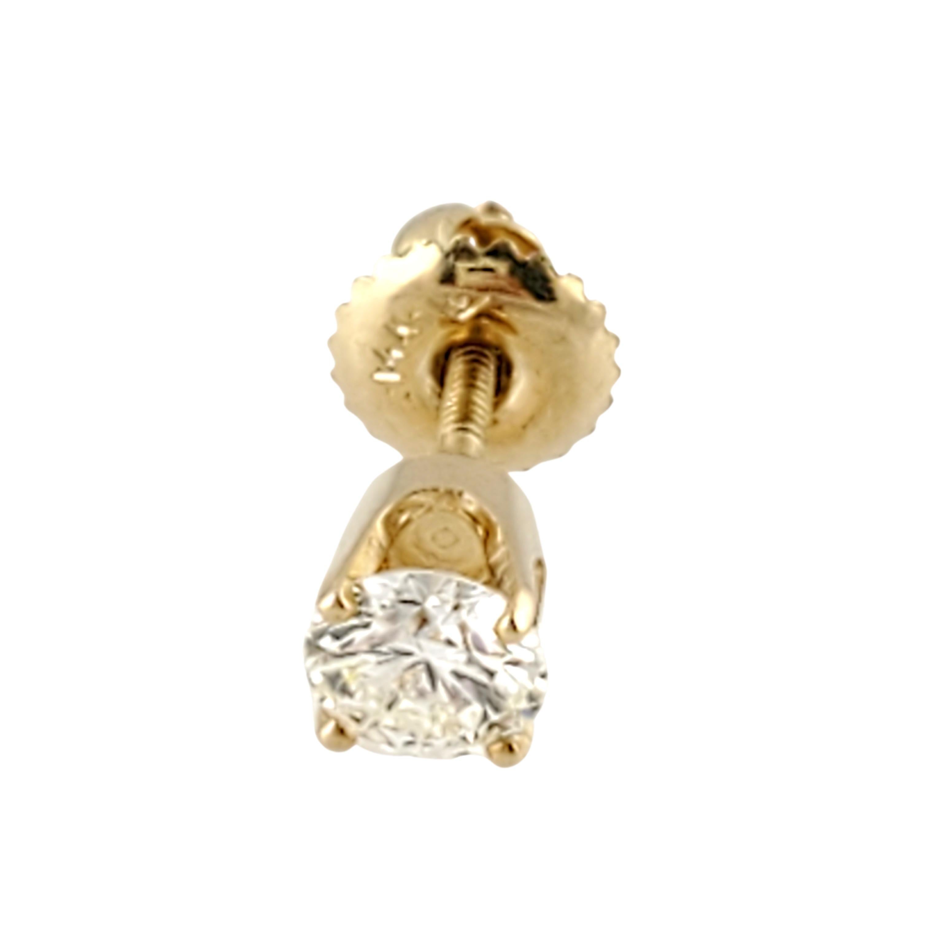 14 Karat Yellow Gold Round Brilliant Diamond Stud Earrings .78 Carat 2