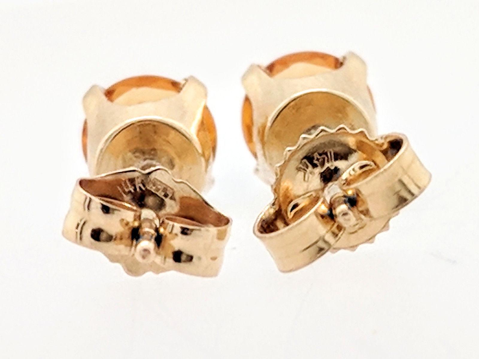 Women's 14-Karat Yellow Gold Round Citrine Four-Prong Stud Earrings