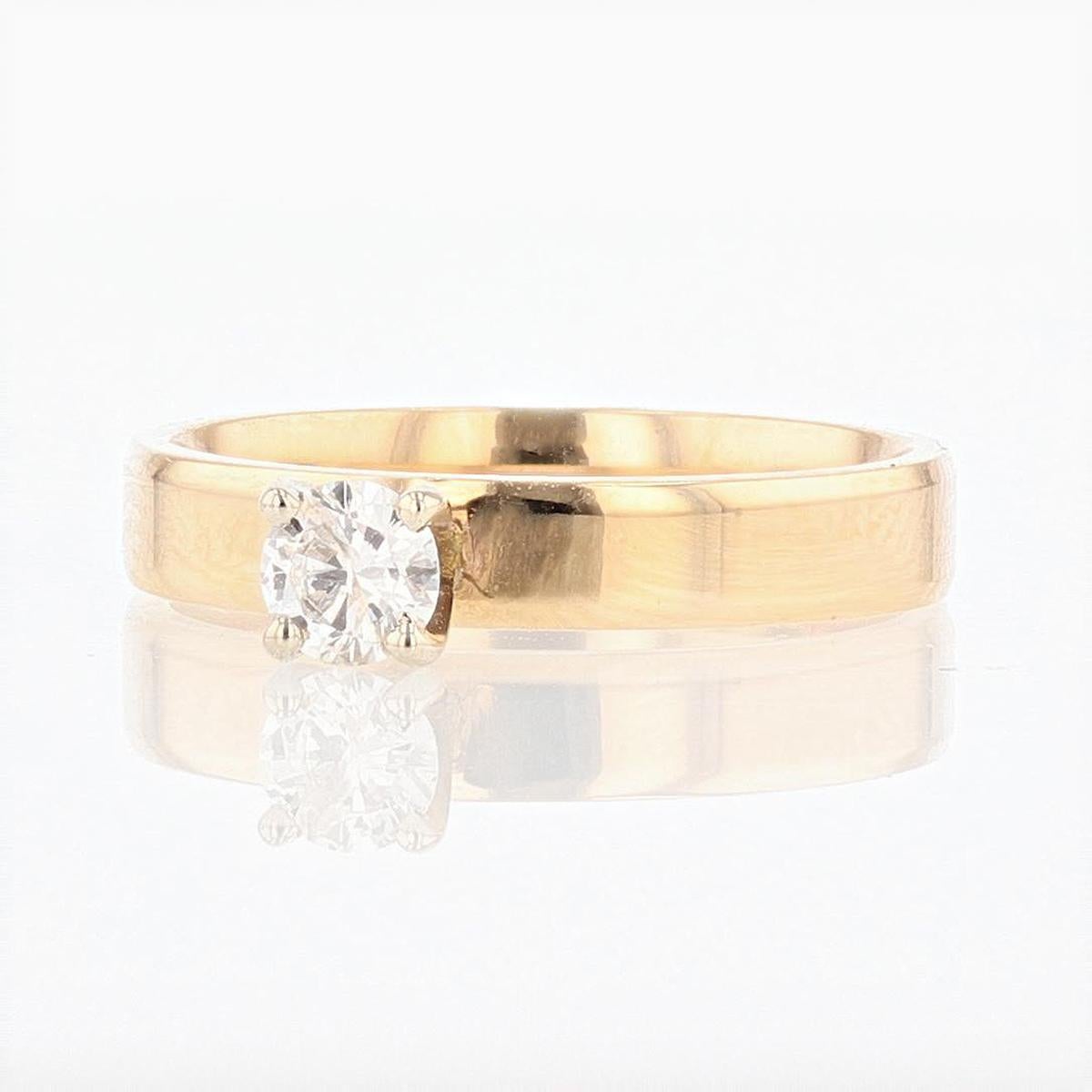 14 Karat Yellow Gold Round Cut Diamond Solitaire Engagement Ring In New Condition For Sale In Houston, TX
