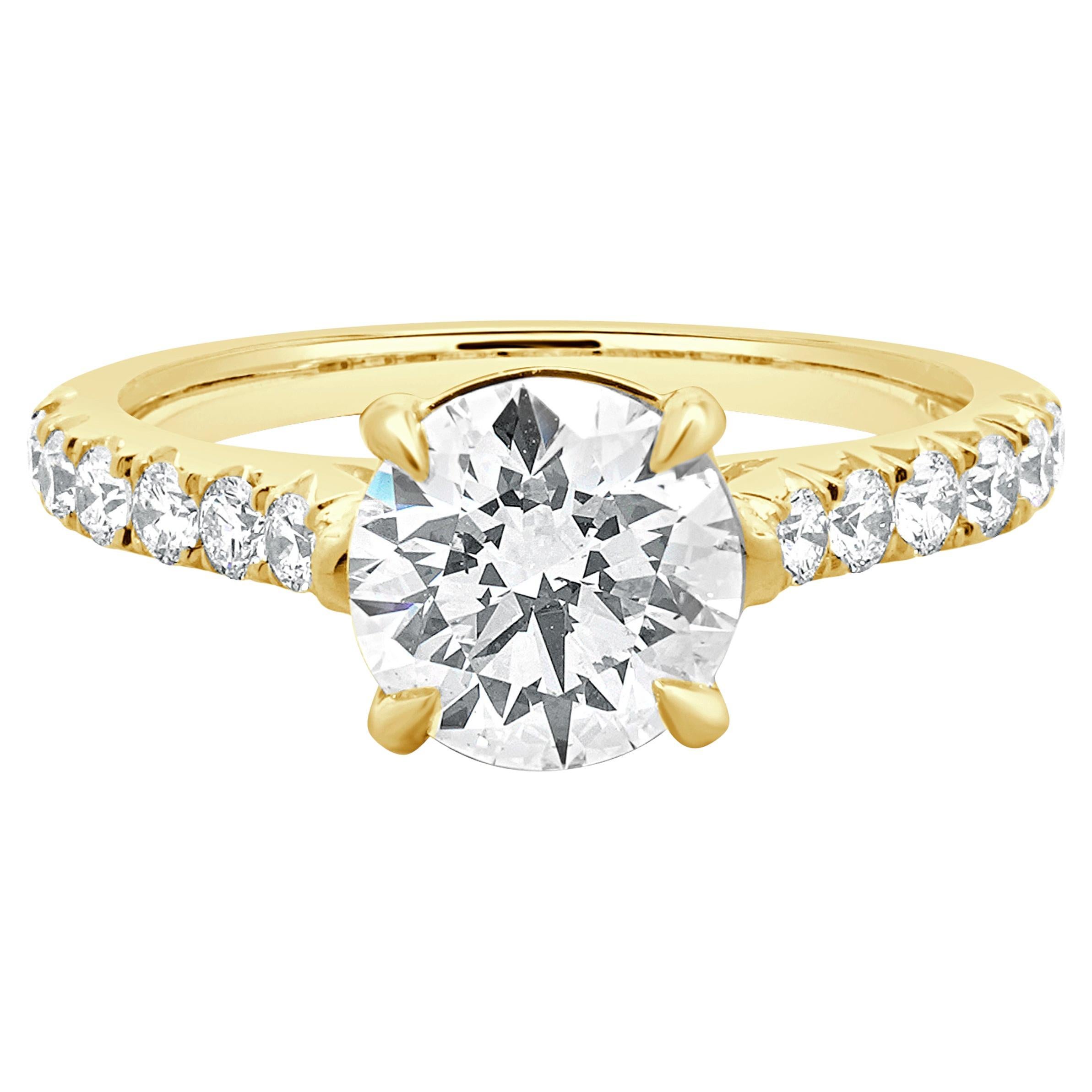 14 Karat Yellow Gold Round Diamond Engagement Ring