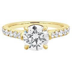 14 Karat Yellow Gold Round Diamond Engagement Ring