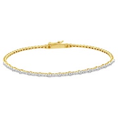 14 Karat Yellow Gold Round Diamond Flex Bangle Bracelet 7.0"