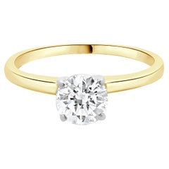 14 Karat Yellow Gold Round Diamond Solitaire Engagement Ring