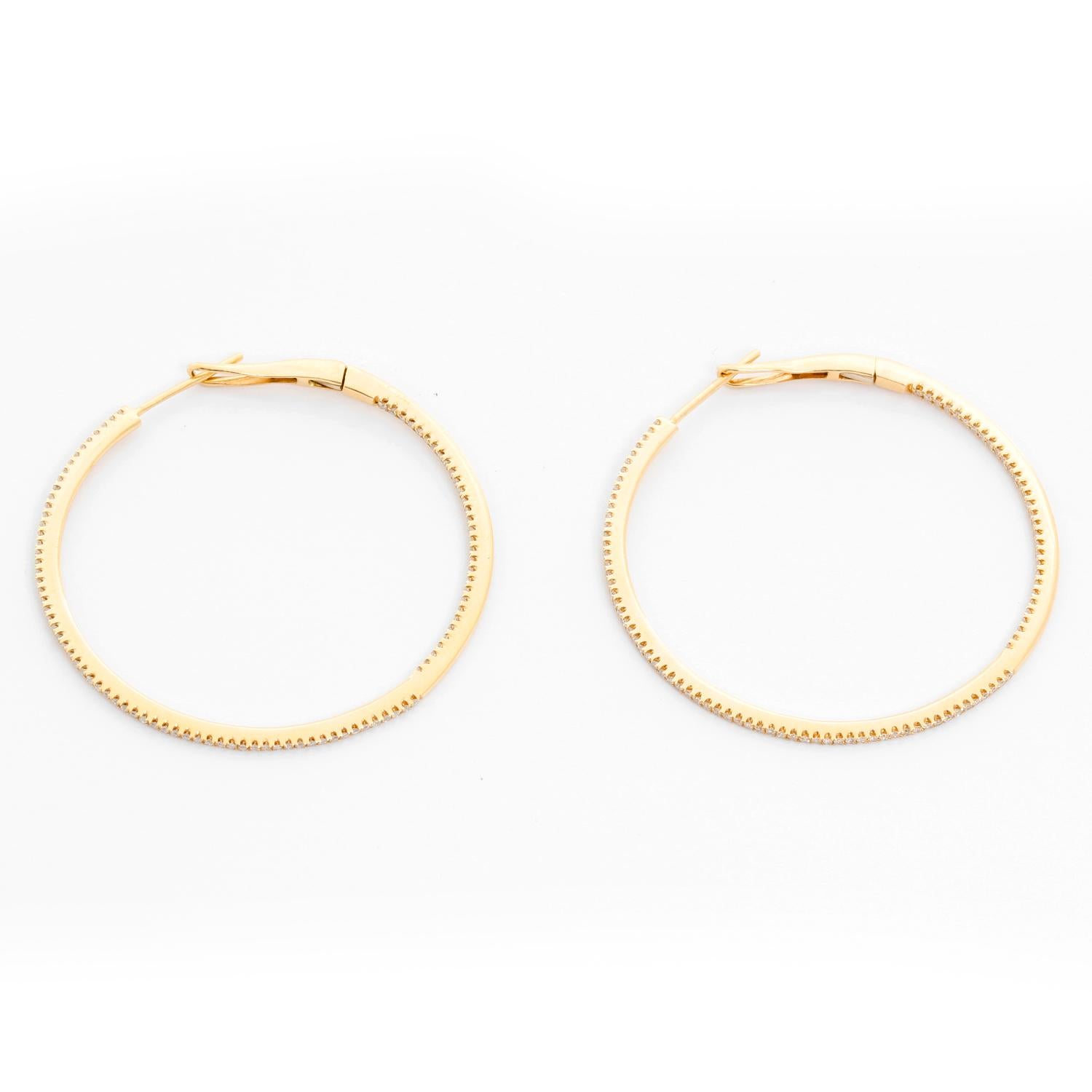 14 Karat Yellow Gold Round Inside Out Hoops 1