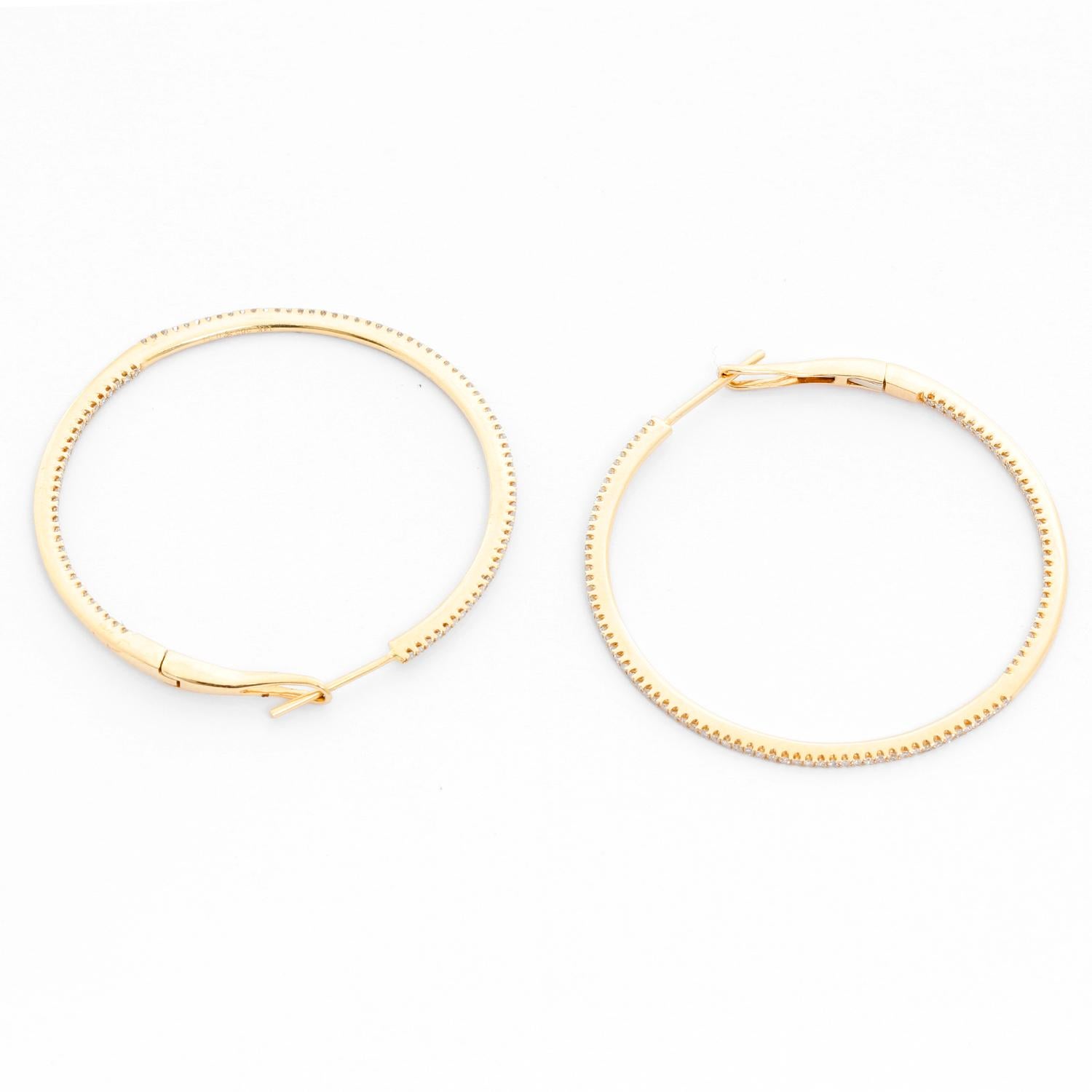 14 Karat Yellow Gold Round Inside Out Hoops For Sale 1