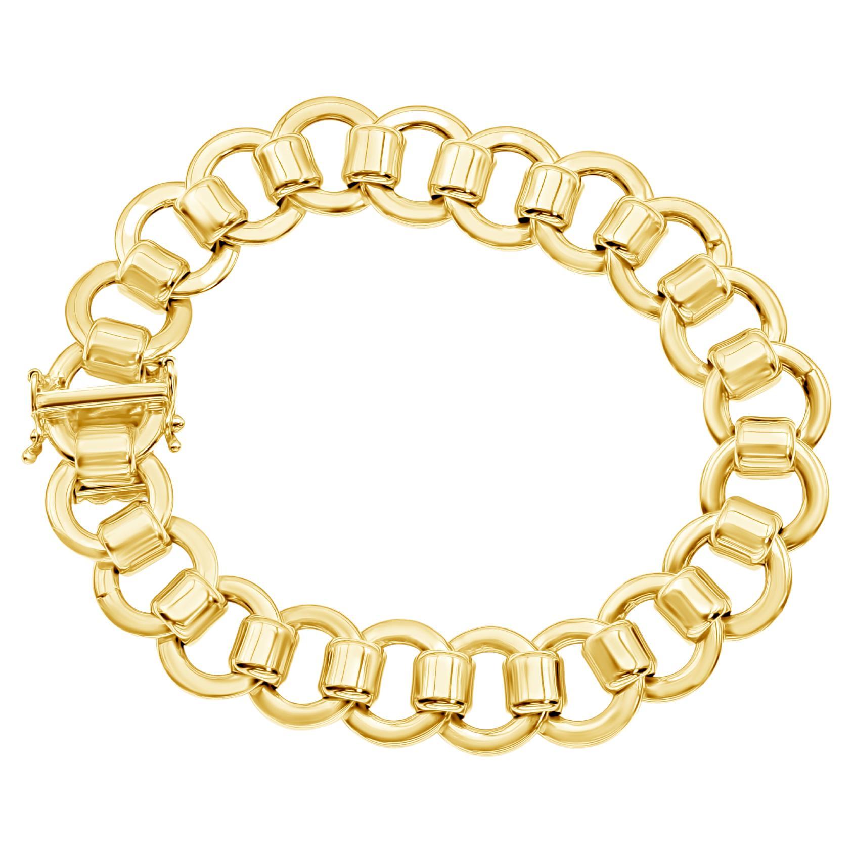 14 Karat Yellow Gold Round Link Chain Bracelet