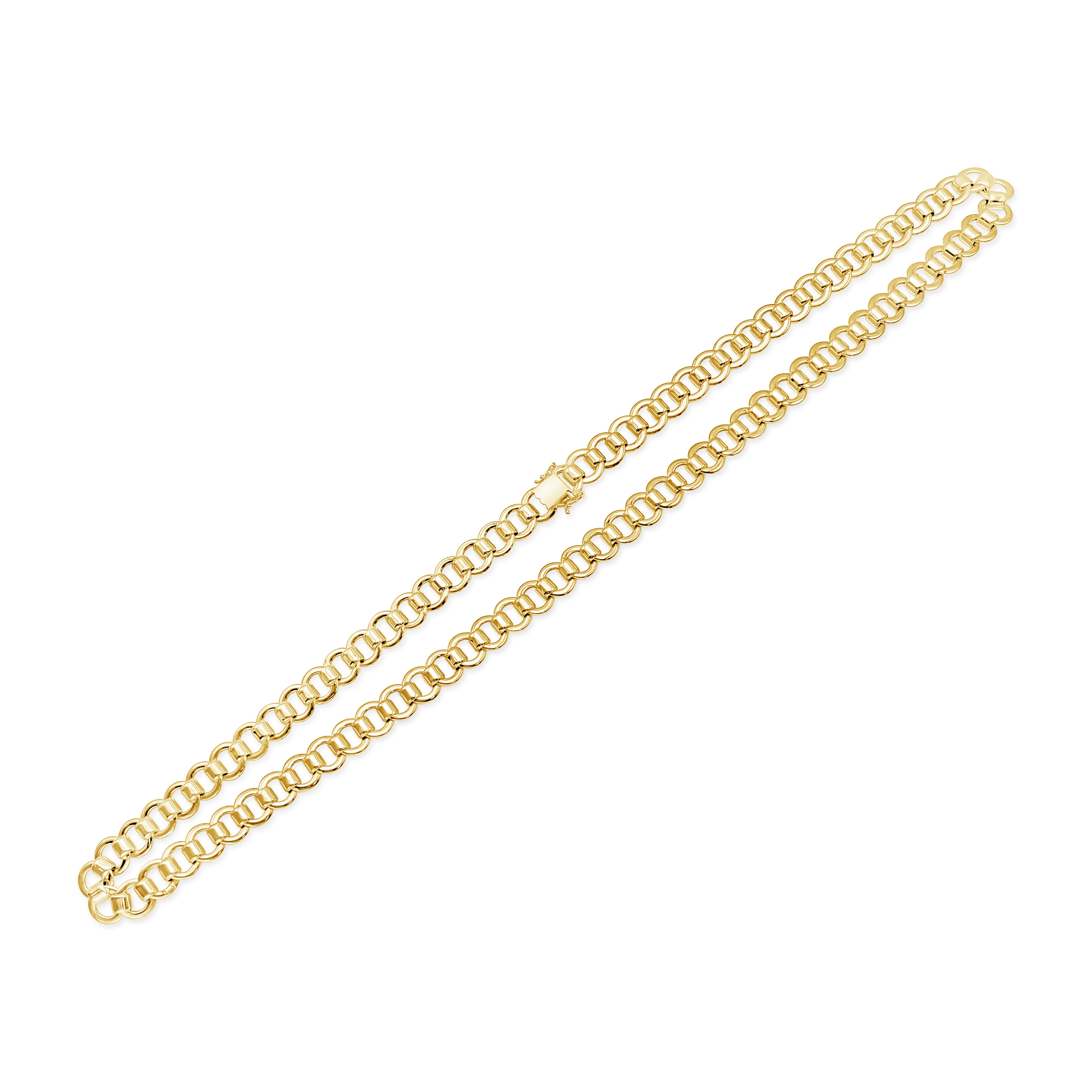 Moderniste Chaîne collier à maillons ronds en or jaune 14 carats en vente