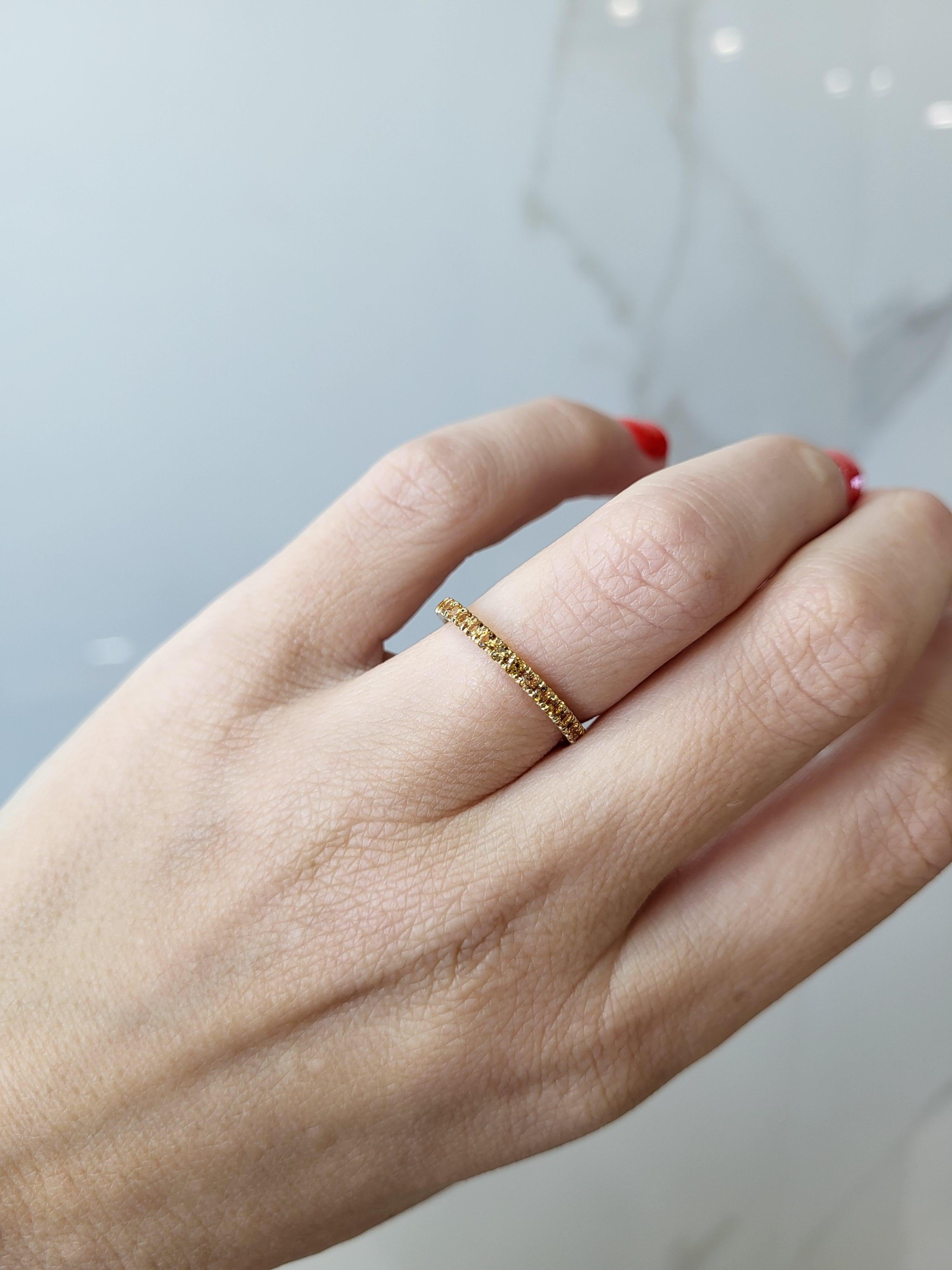 14 Karat Yellow Gold Round Natural Yellow Sapphire Stacking Band For Sale 4