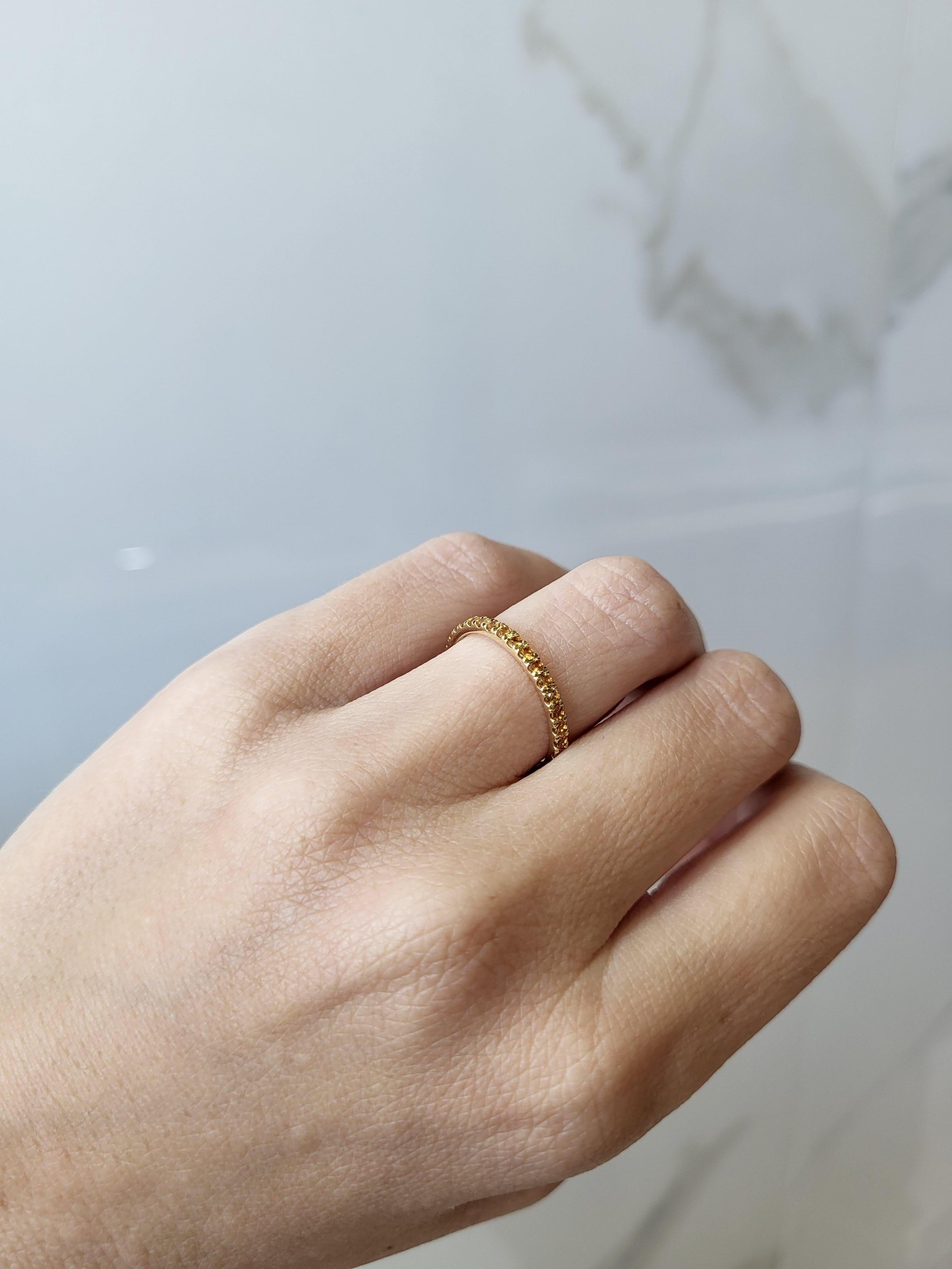 14 Karat Yellow Gold Round Natural Yellow Sapphire Stacking Band For Sale 1