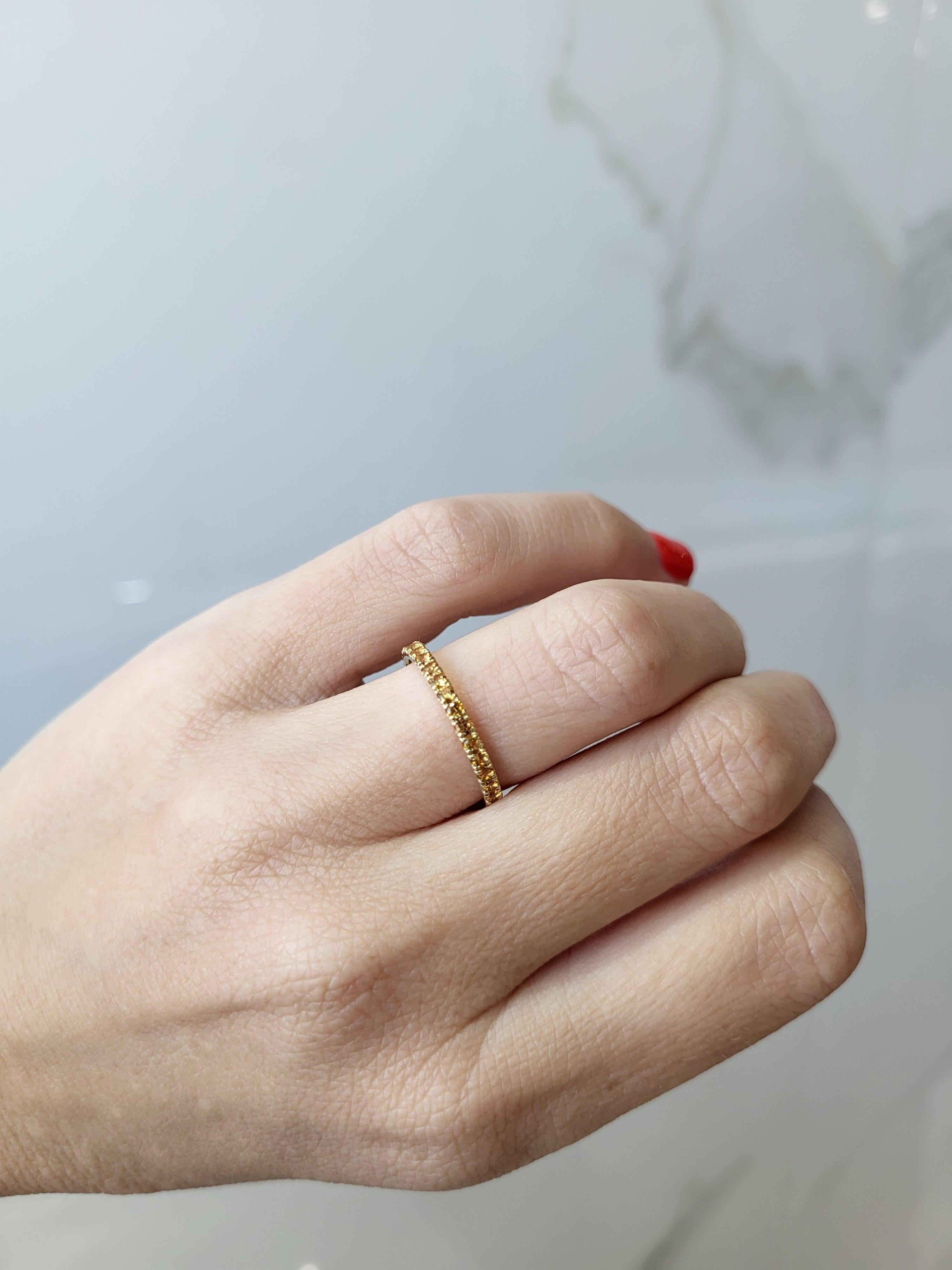 14 Karat Yellow Gold Round Natural Yellow Sapphire Stacking Band For Sale 3