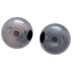 14 Karat Yellow Gold Round Tahitian Pearl Stud Earrings