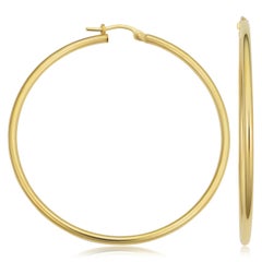 14 Karat Yellow Gold Round Tube Hoop Earrings