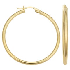 14 Karat Yellow Gold Round Tube Hoop Earrings