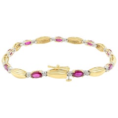 14 Karat Yellow Gold Ruby 3 Carat Diamond 0.18 Carat Bracelet