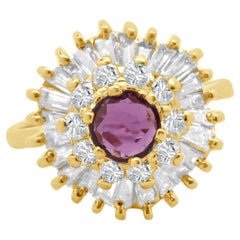 14 Karat Yellow Gold Ruby and Diamond Ballerina Ring