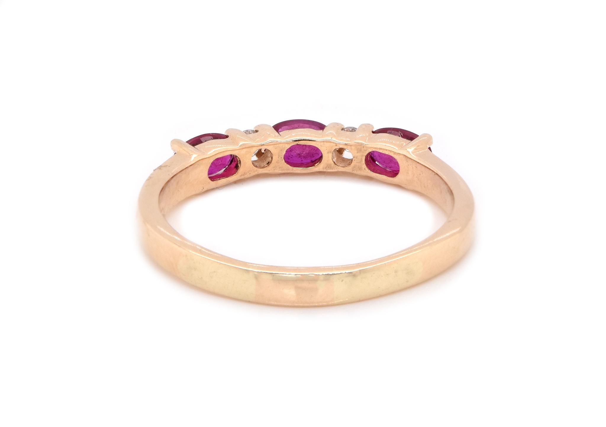 14 Karat Yellow Gold Ruby and Diamond Band In Excellent Condition In Scottsdale, AZ