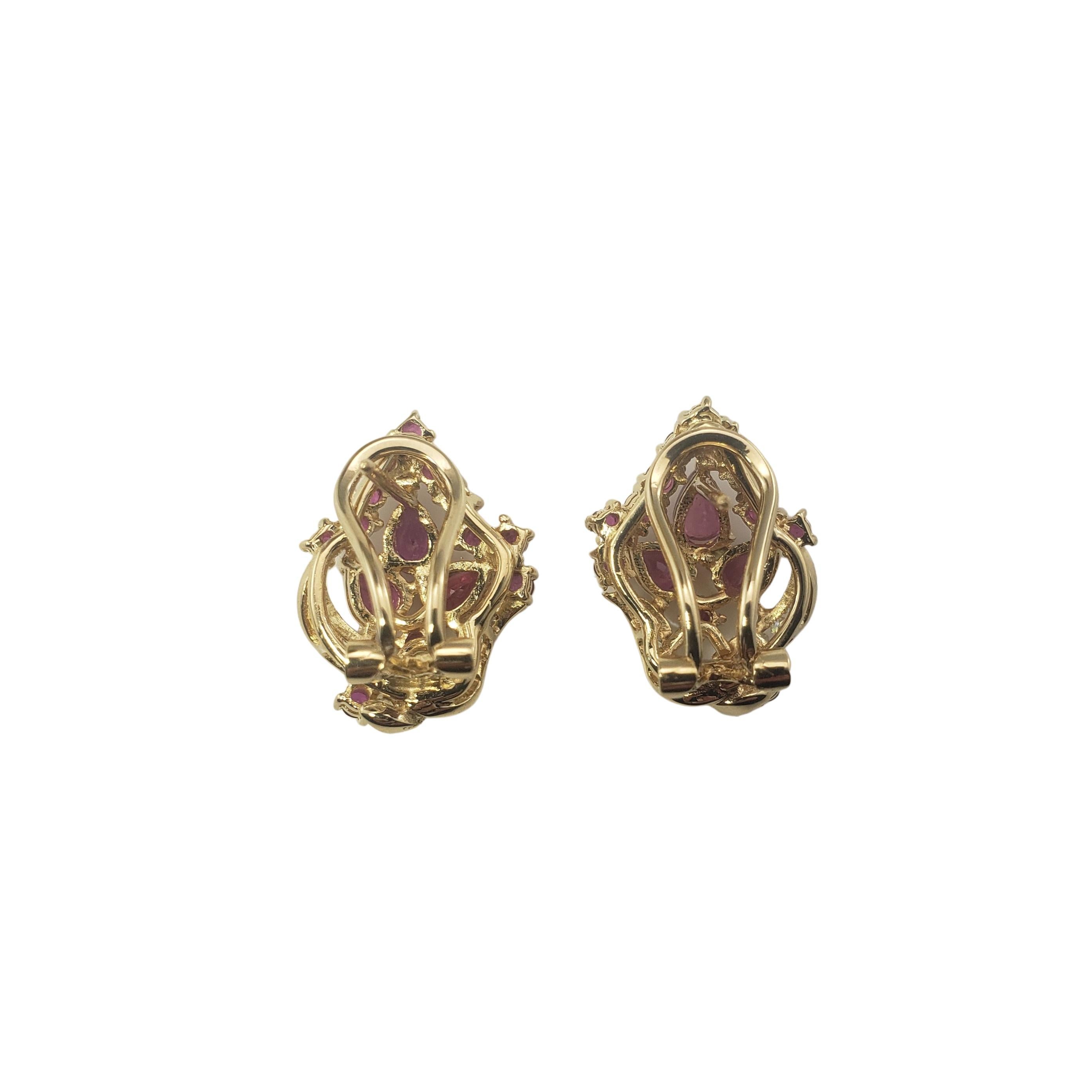 14 Karat Yellow Gold Natural Ruby and Diamond Earrings In Good Condition For Sale In Washington Depot, CT