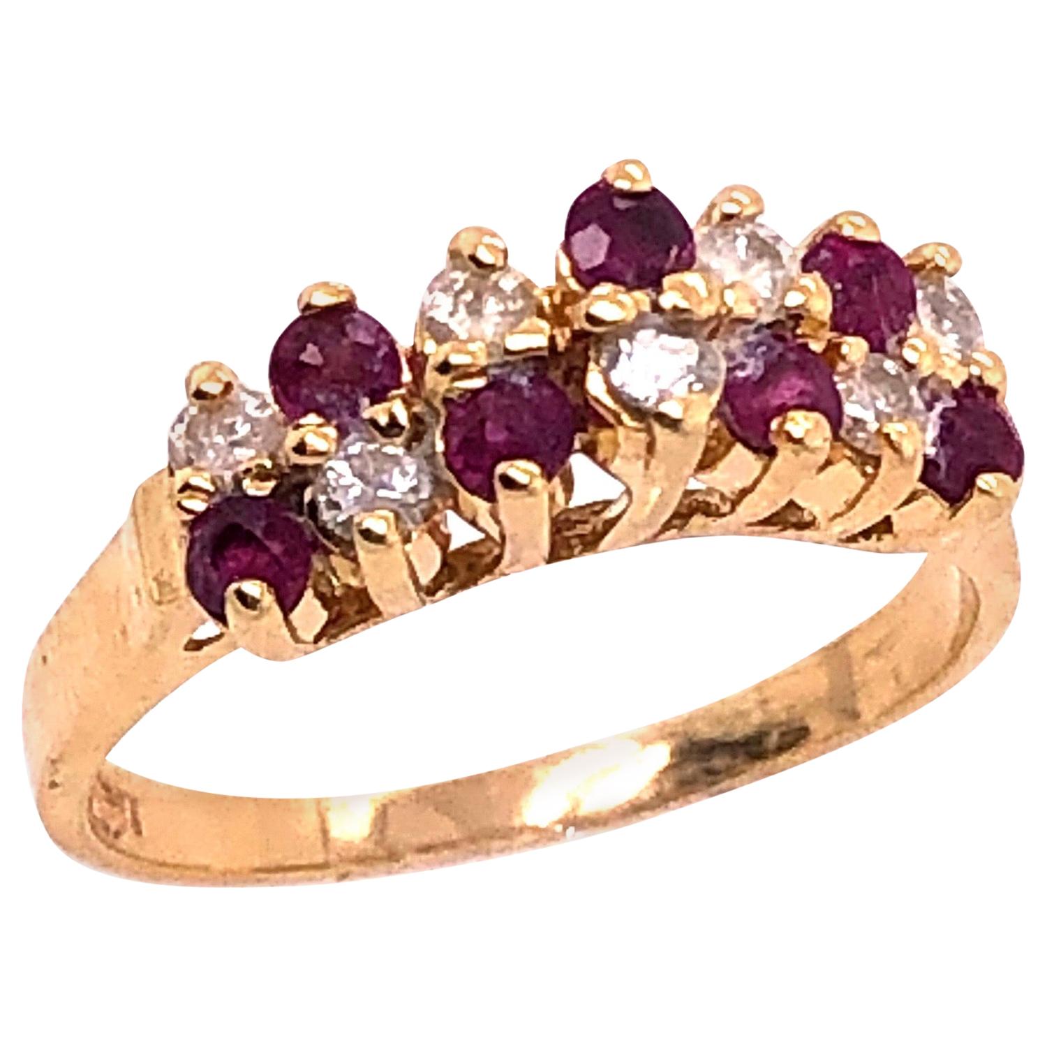 14 Karat Yellow Gold Ruby and Diamond Fashion Ring For Sale