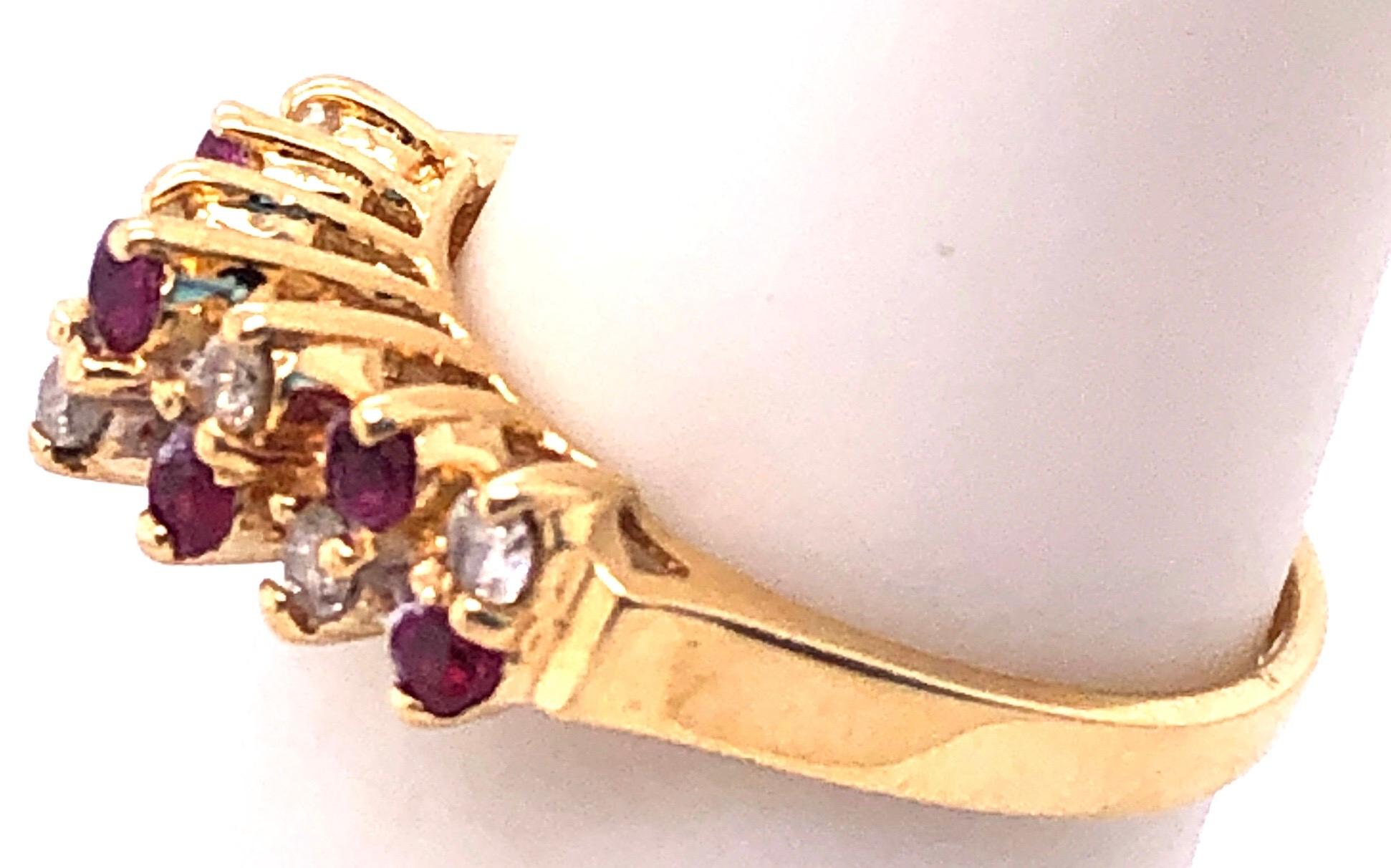 14 Karat Yellow Gold Ruby and Diamond Fashion Ring In Good Condition For Sale In Stamford, CT