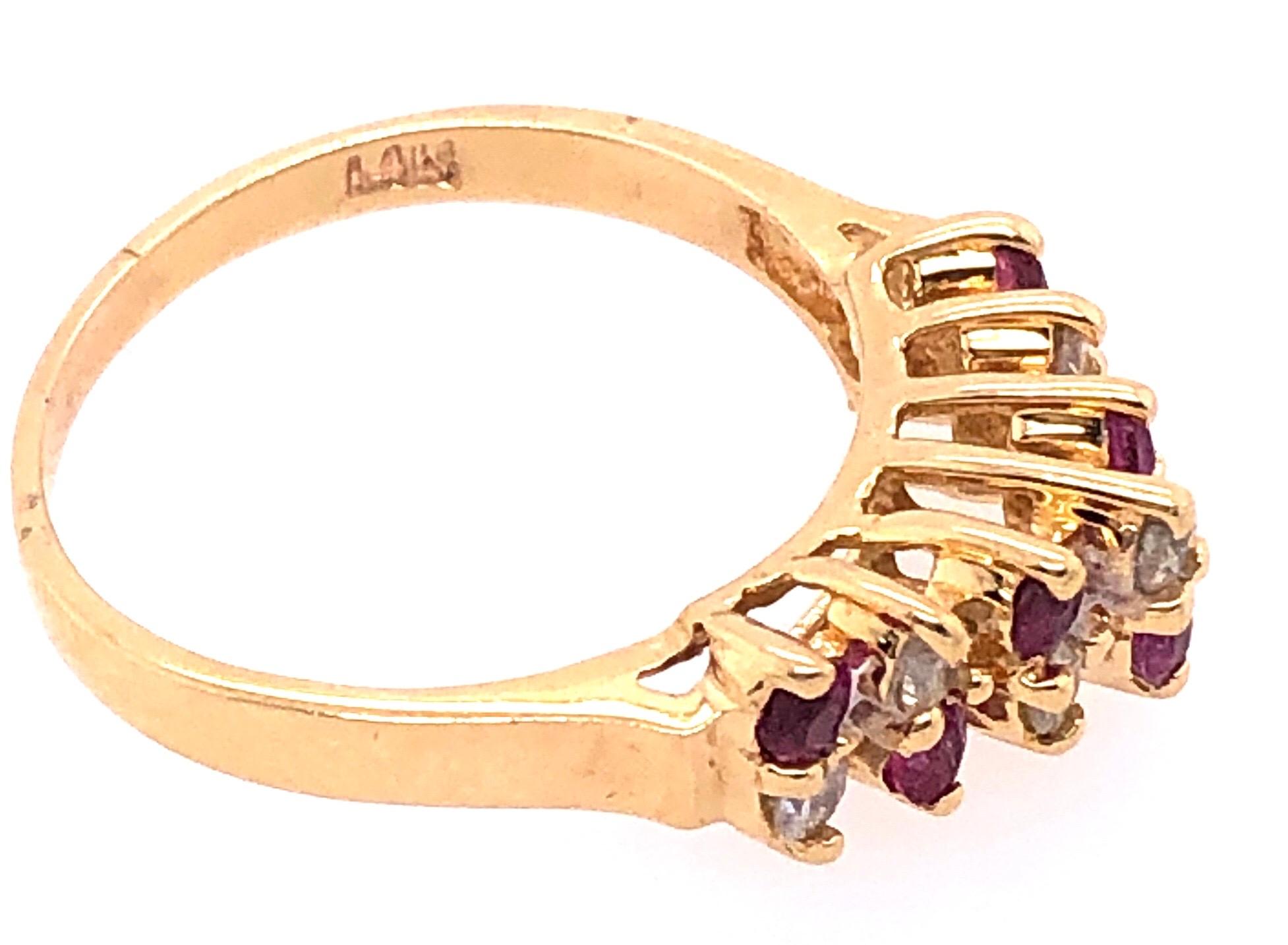 14 Karat Yellow Gold Ruby and Diamond Fashion Ring For Sale 3