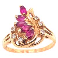 Diamond Ruby Chain Ring For Sale at 1stDibs