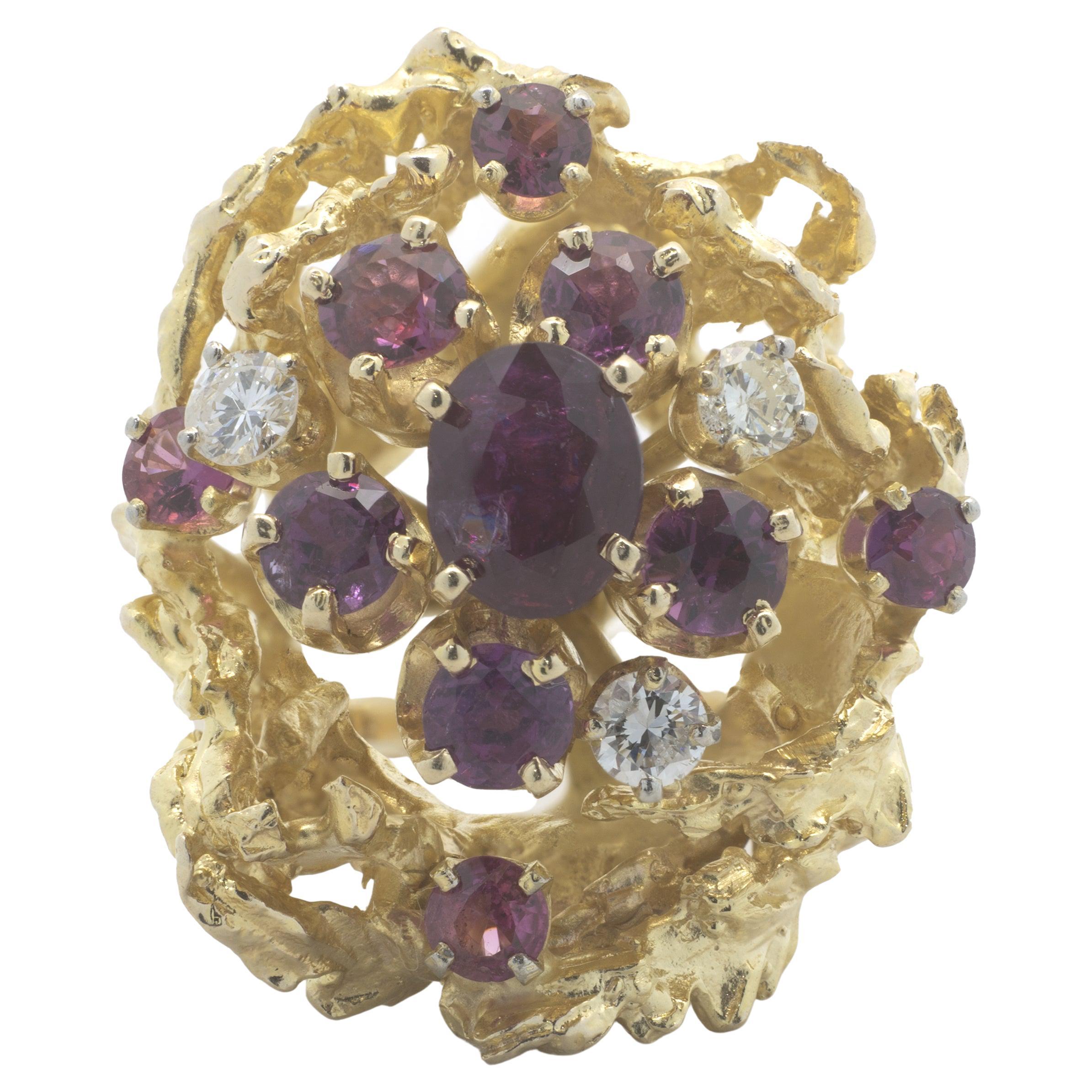 State of Texas Diamond Ring 14 Karat Yellow Gold Men's 1987 Nugget