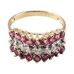 14 Karat Yellow Gold Ruby and Diamond Pyramid Ring