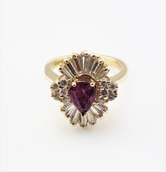 14 Karat Yellow Gold Natural Ruby and Diamond Ring