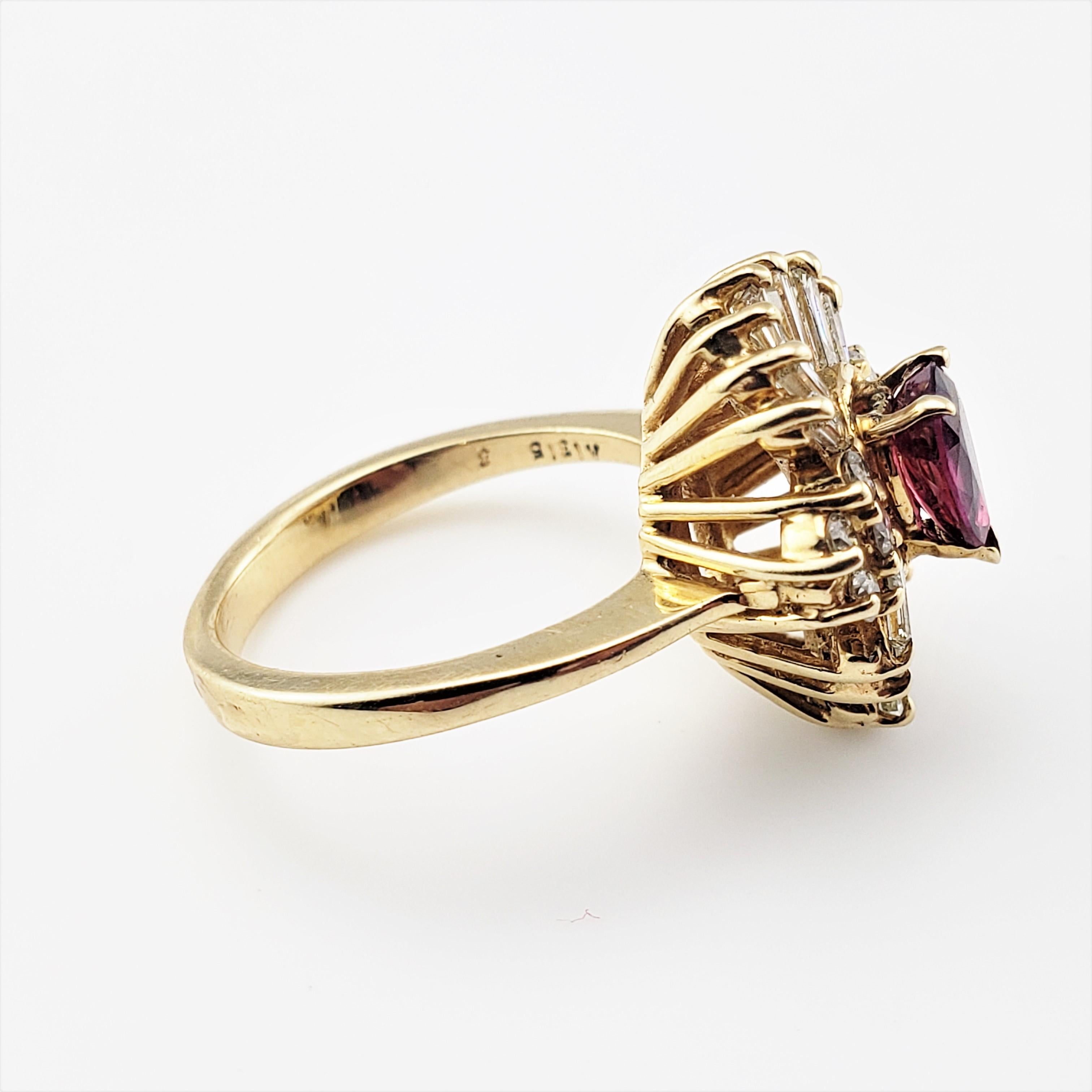 Brilliant Cut 14 Karat Yellow Gold Natural Ruby and Diamond Ring For Sale