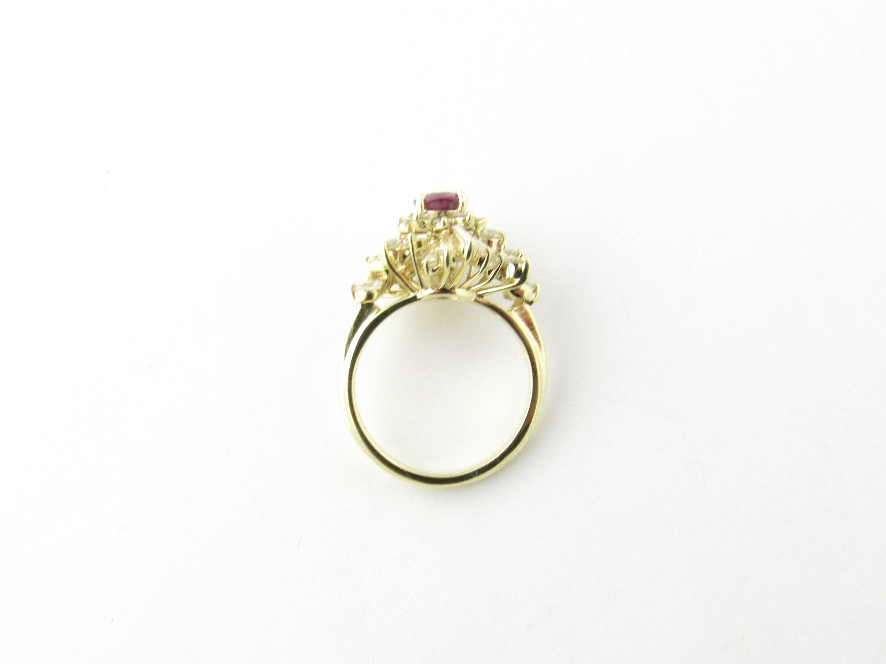 14 Karat Yellow Gold Ruby and Diamond Ring In Excellent Condition In Washington Depot, CT