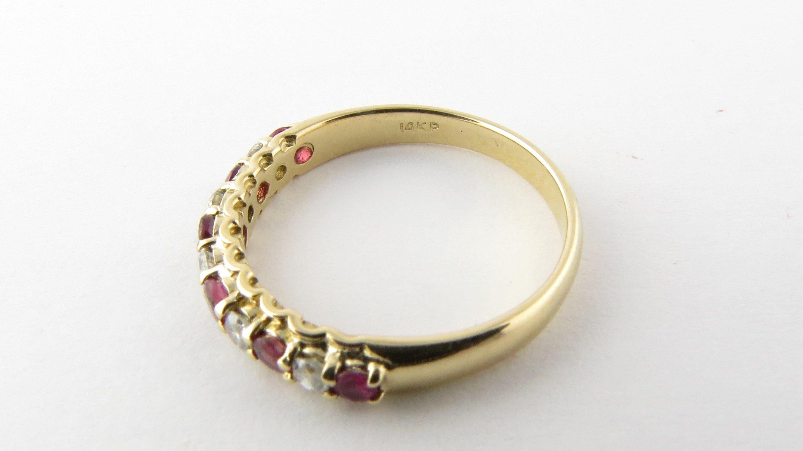 Women's 14 Karat Yellow Gold Ruby and Diamond Ring