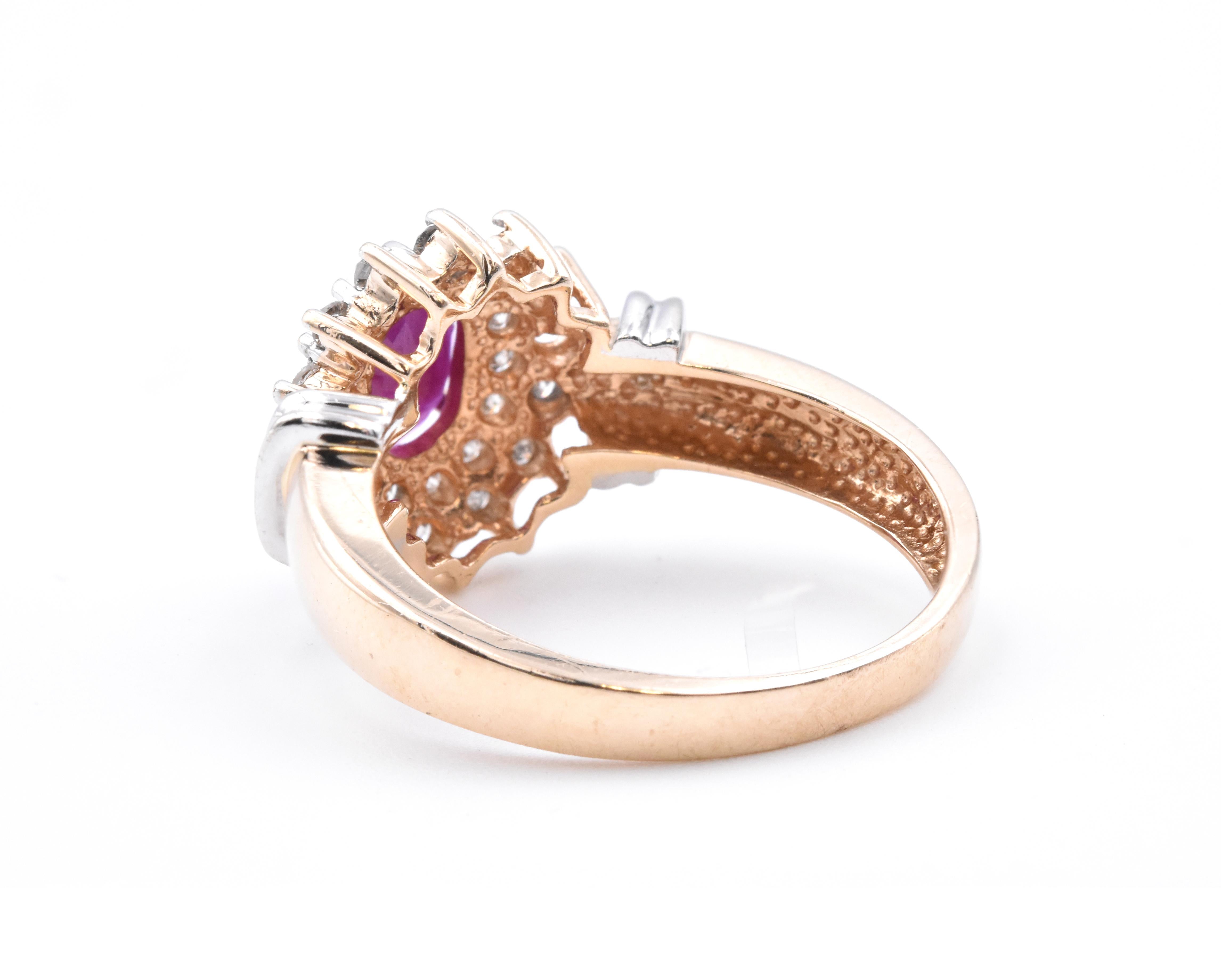 14 Karat Yellow Gold Ruby and Diamond Ring In Excellent Condition For Sale In Scottsdale, AZ