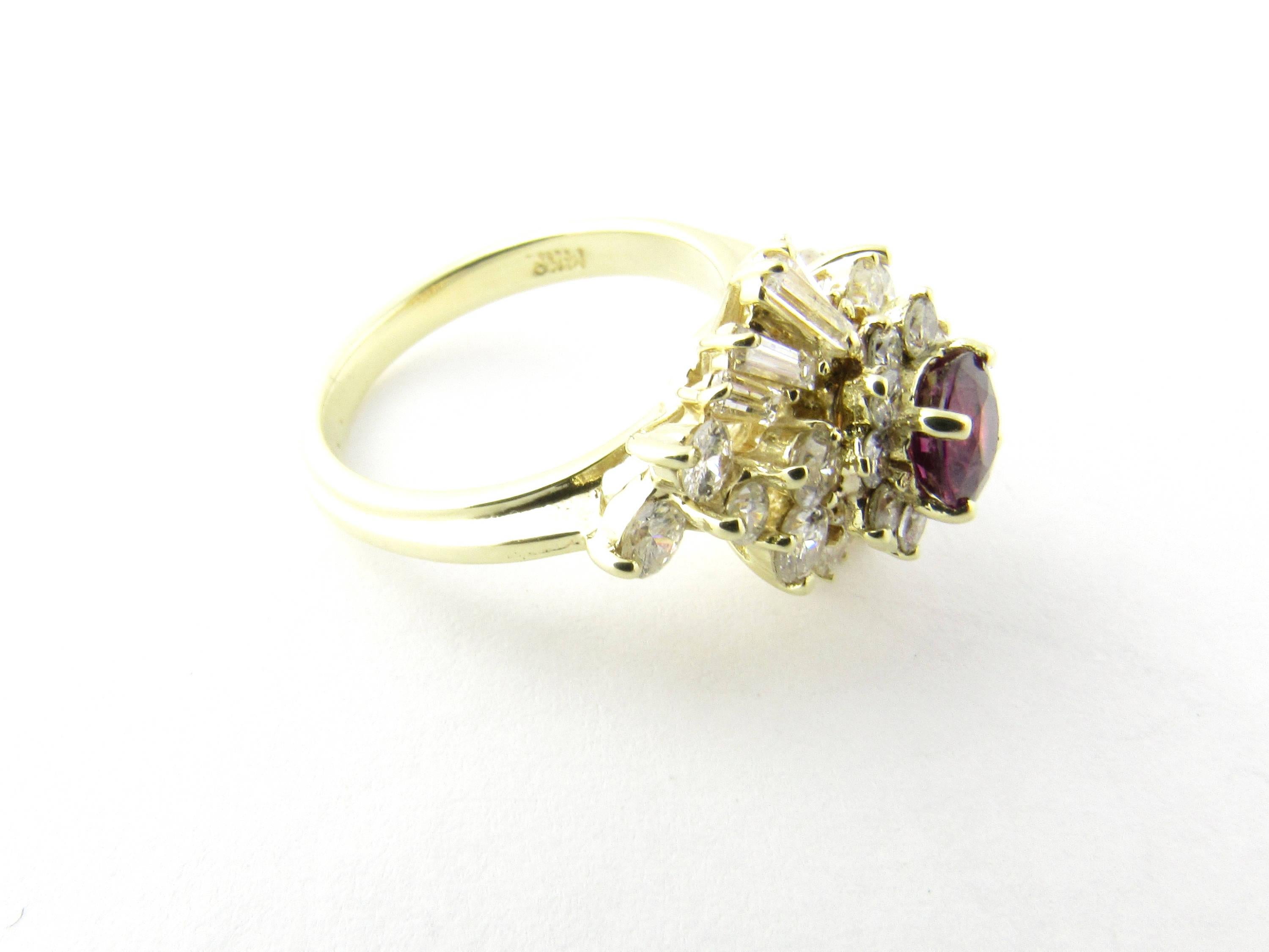 Women's 14 Karat Yellow Gold Ruby and Diamond Ring