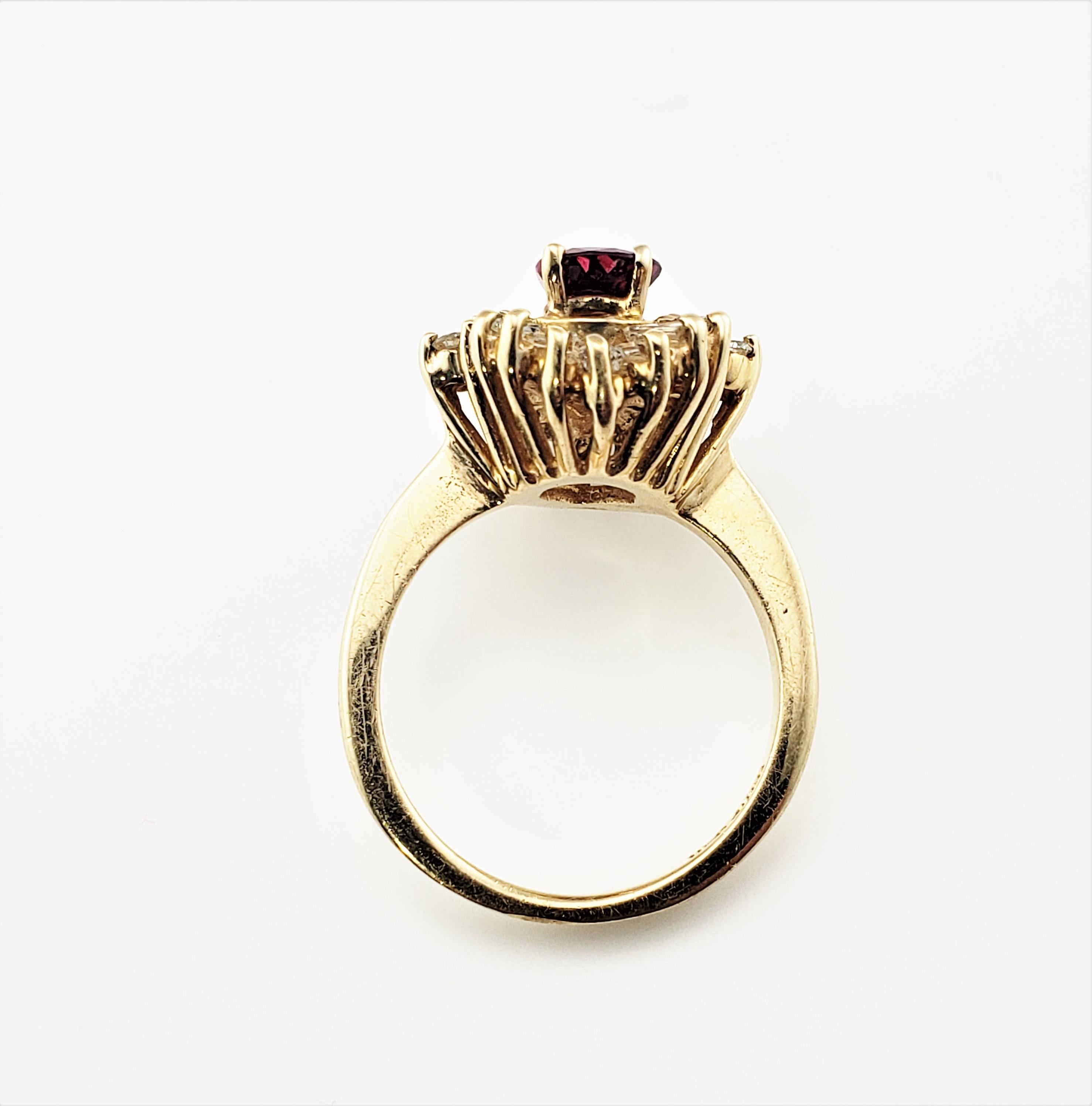 14 Karat Yellow Gold Natural Ruby and Diamond Ring For Sale 1