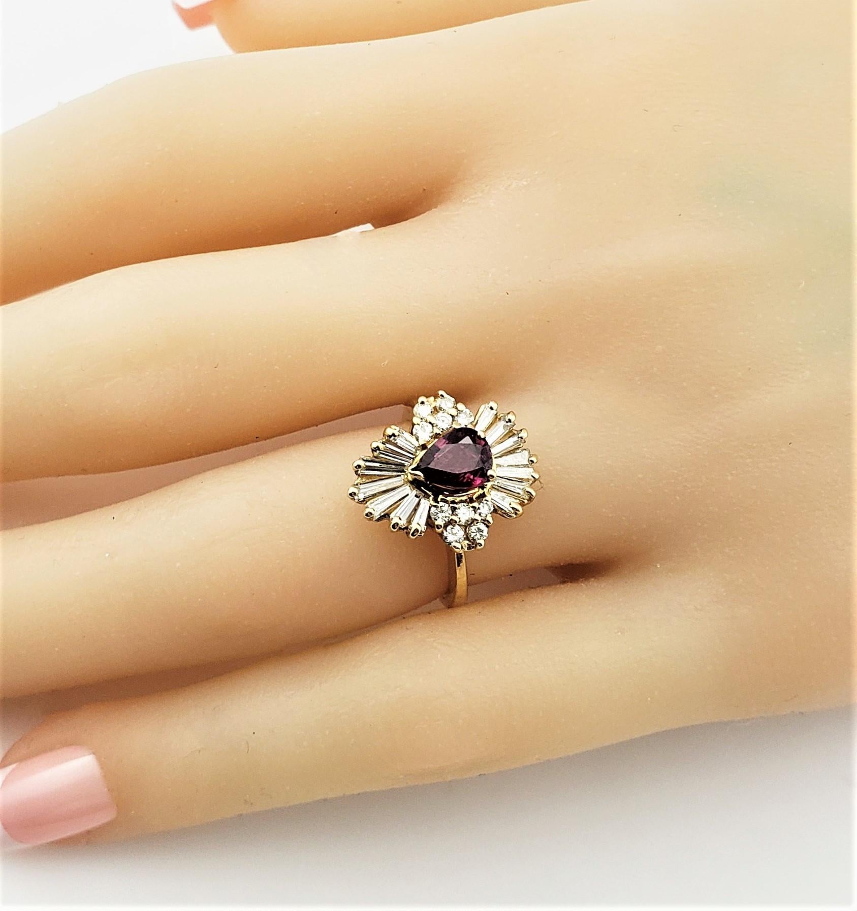 14 Karat Yellow Gold Natural Ruby and Diamond Ring For Sale 4