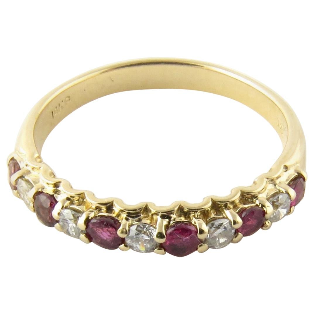 14 Karat Yellow Gold Ruby and Diamond Ring